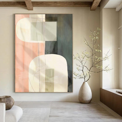 Giant Hand-Painted Contemporary Abstract Art for Family Home Study Nooks
