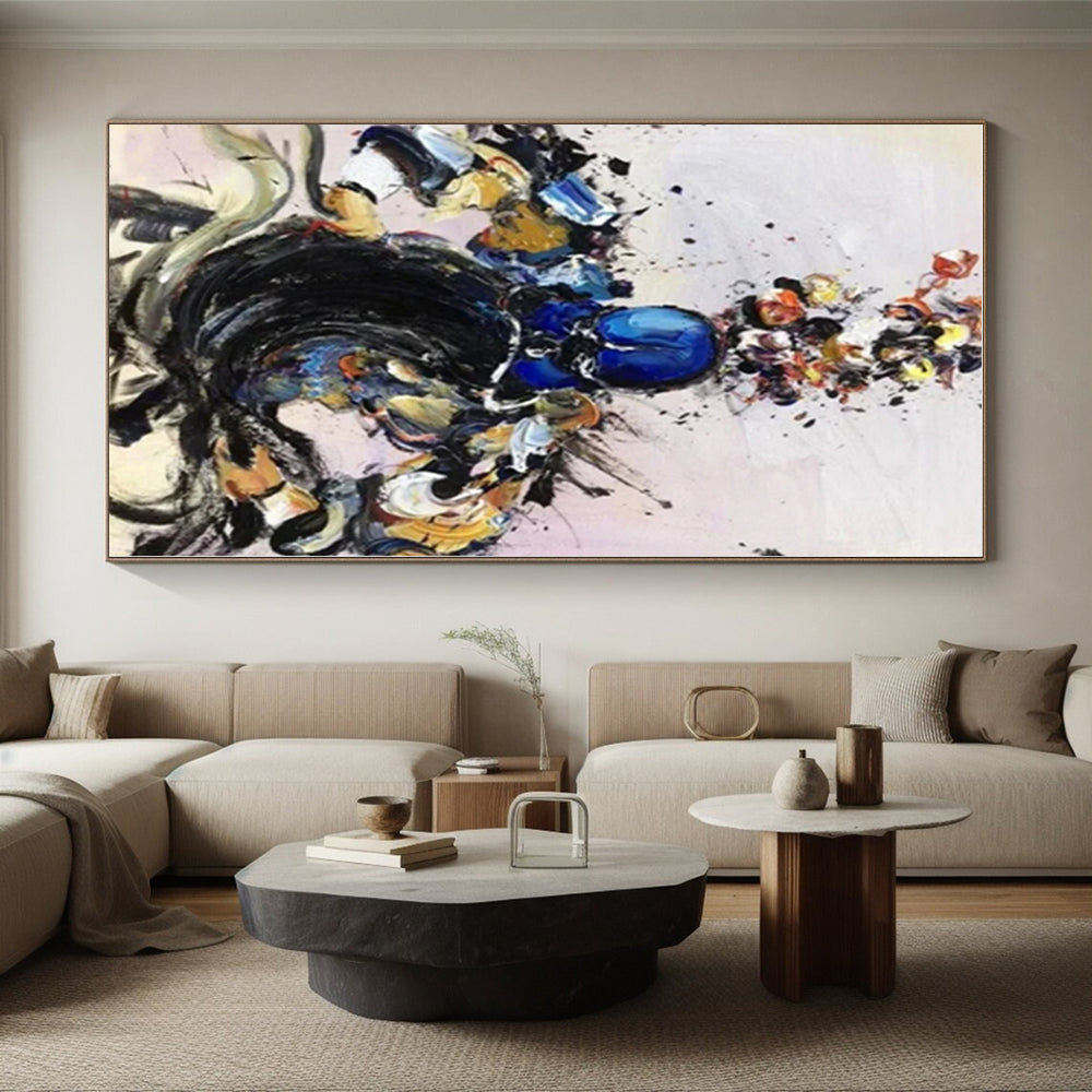 Custom-Made Expressive Hand-Painted Abstract Painting for Master Bedroom Accent Wall