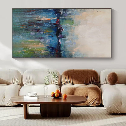 Giant Hand-Painted Contemporary Abstract Art for Living Room Staircase Adjacent Walls