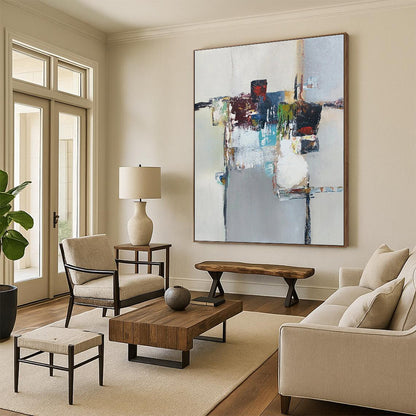 Custom Large Hand-Painted Abstract Canvas for Pet Nook Feature Wall LargeART0588