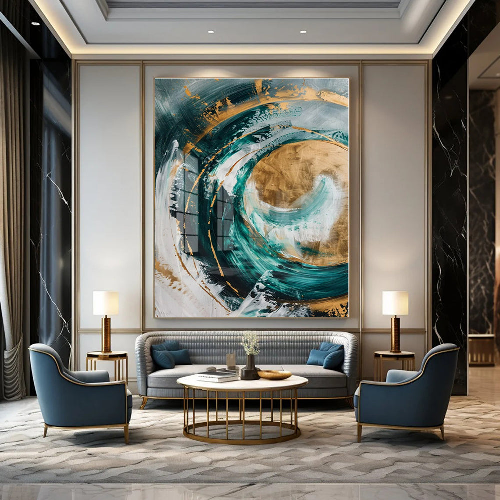 Modern Geometric Hand-Painted Abstract Art for Contemporary Bedrooms
