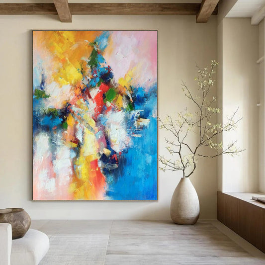 Hand-Painted Personalized Abstract Mural for Office & Hotel Conference Rooms