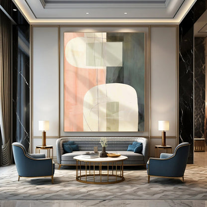 Giant Hand-Painted Contemporary Abstract Art for Family Home Study Nooks
