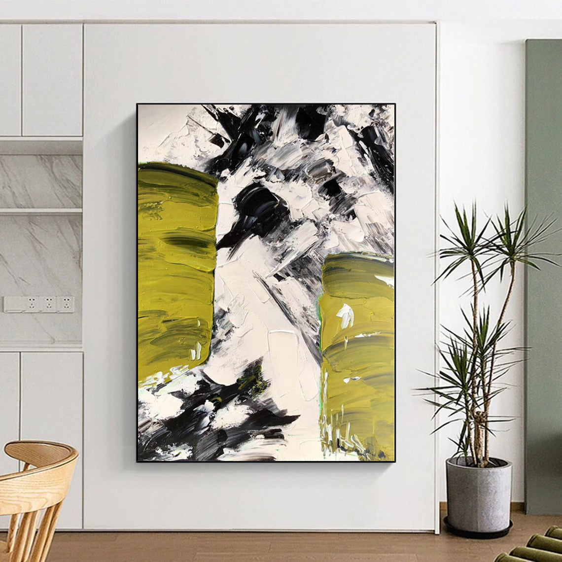 Immense Hand-Painted Abstract Canvas for Dining Room Window Seat Alcoves