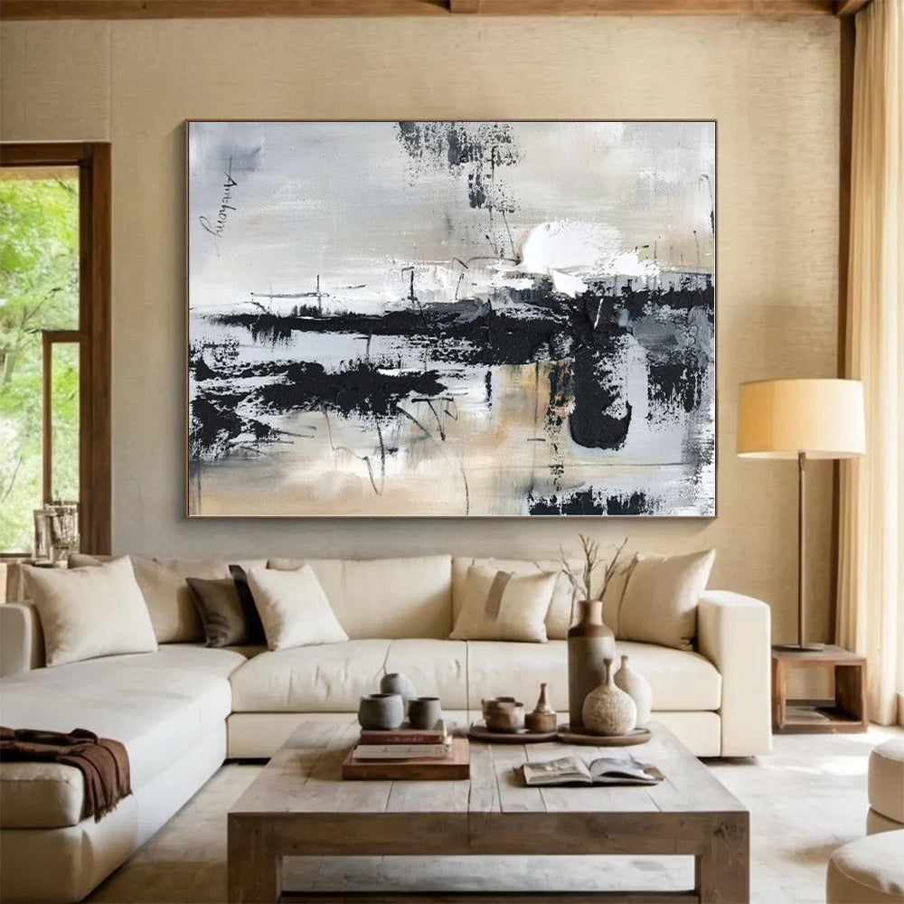 Large-Scale Custom Hand-Painted Abstract Canvas for Nursery Crib Feature Wall