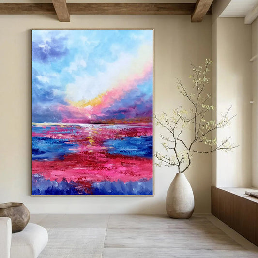 Large Hand-Painted Bespoke Abstract Wall Art for Office Maintenance Rooms