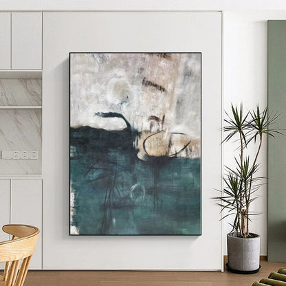 Giant Hand-Painted Abstract Art for Basement Recreation and Gaming Zones