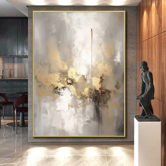 Custom Large-Scale Surreal Hand-Painted Abstract Canvas for Family Gathering Area
