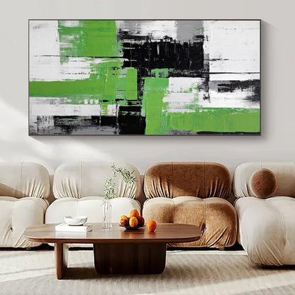 Grand Abstract Painting for Indoor Green Wall Spaces - Made to Order Acrylic on Linen