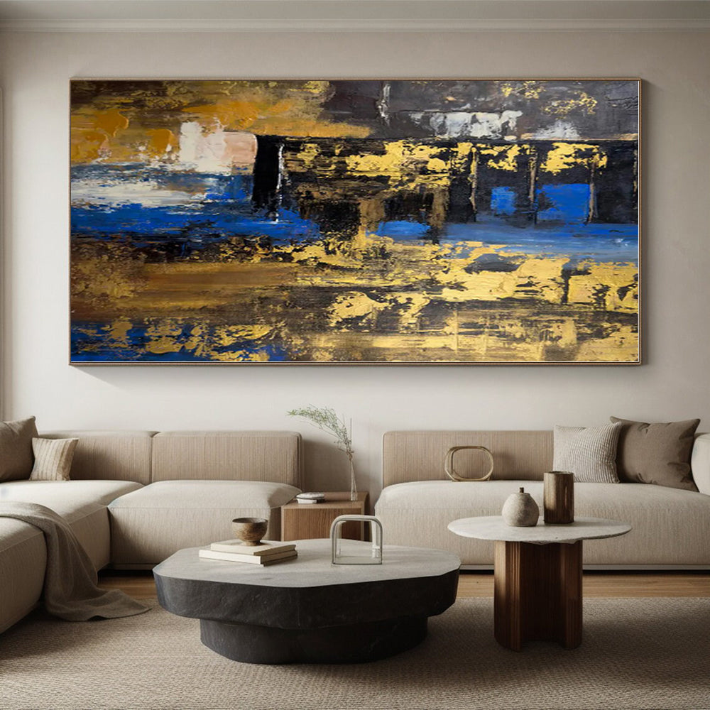 Huge Hand-Painted Abstract Canvas for Attic Storage and Display Wall