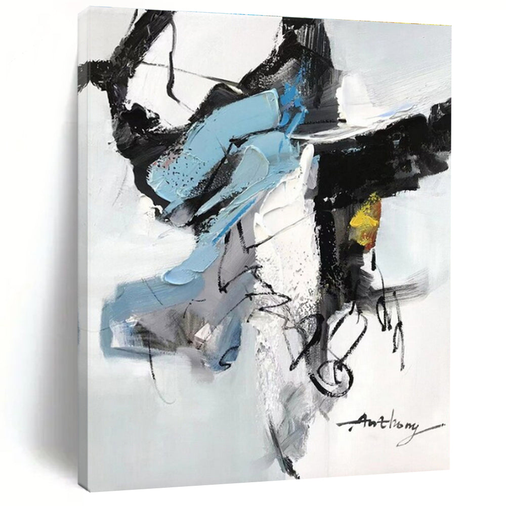 Contemporary Oversized Hand-Painted Abstract Canvas for Modern Living Room Makeover