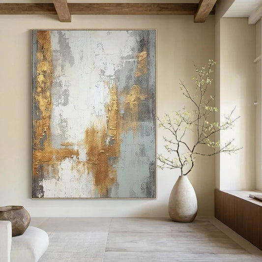 Oversized Hand-Painted Contemporary Abstract Mural for Office Collaboration Spaces