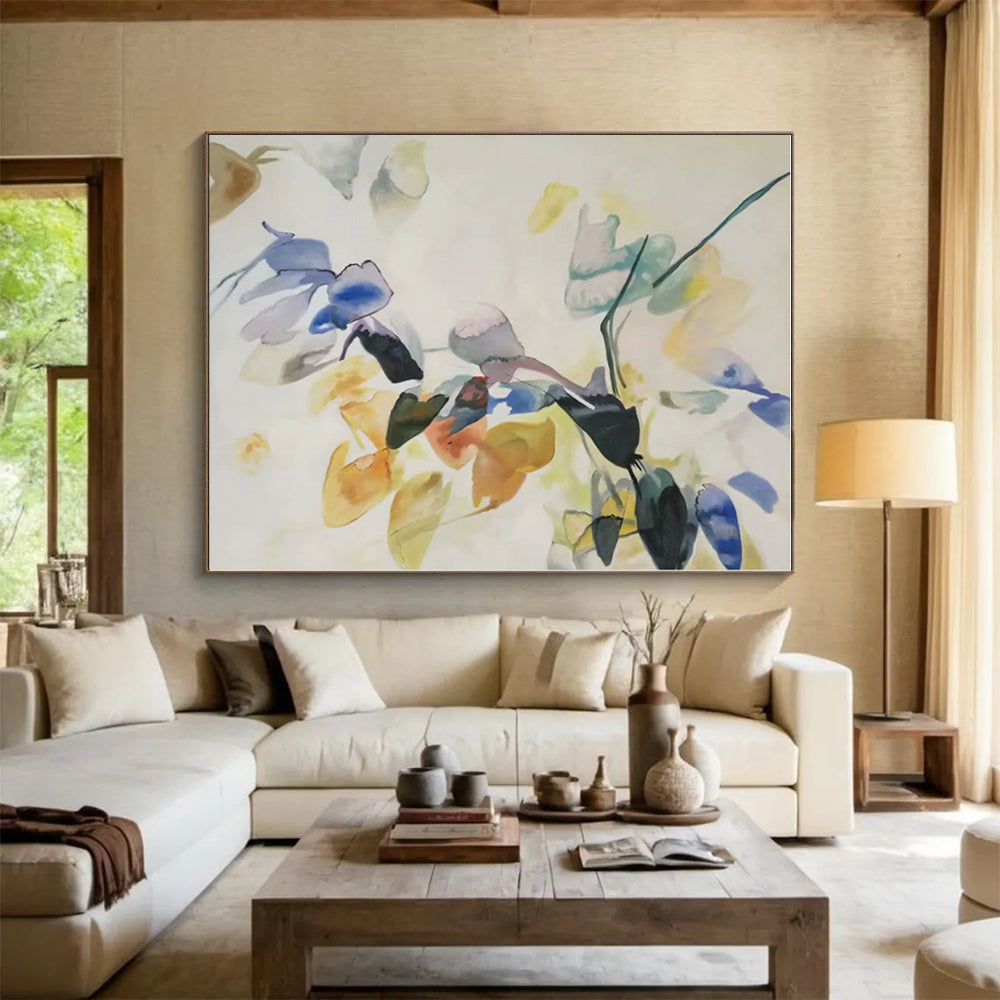 Huge Hand-Painted Abstract Canvas for Dining Room Buffet Feature Wall