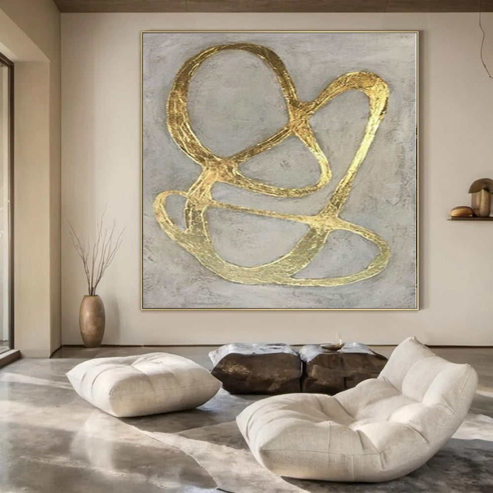 Giant Hand-Painted Contemporary Abstract Art for Family Home Basement Recreation Areas