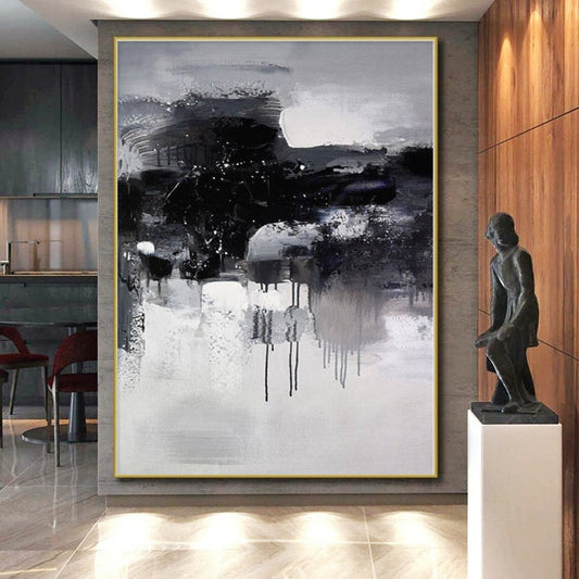 Huge Custom Abstract Painting for Home Library Bookshelf Wall