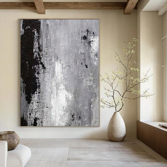 Enchanting Hand-Painted Abstract Mural for Living Room Alcoves