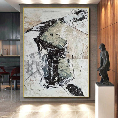 Immense Hand-Painted Abstract Art for Basement Entertainment Area