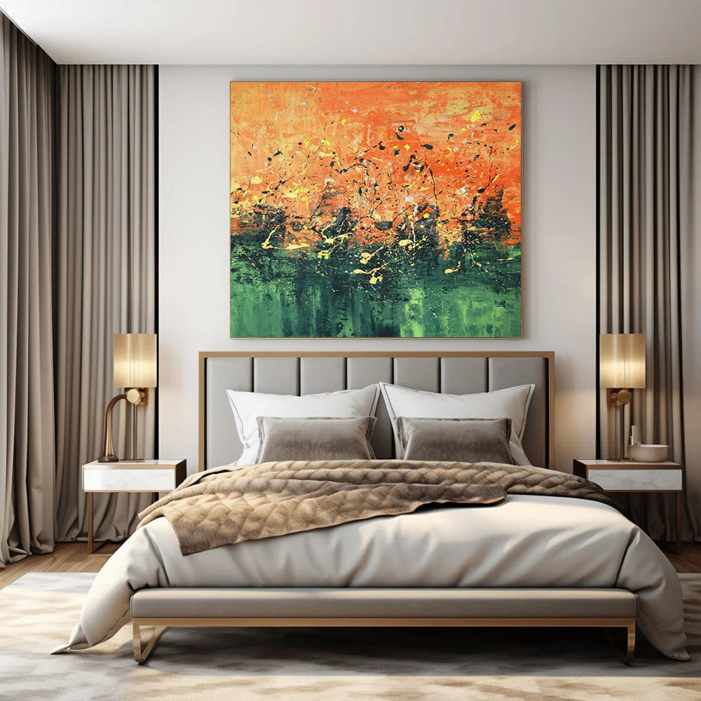 Large-Scale Contemporary Abstract Canvas for Community Center Multipurpose Rooms