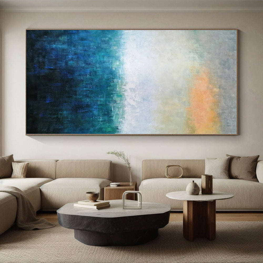 Monumental Custom Abstract Painting for Home Library Study Carrel Walls