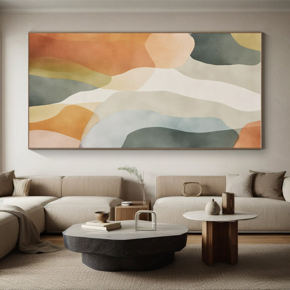 Monumental Modern Abstract Painting for Kitchen Island Backdrop in Contemporary Kitchens