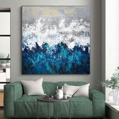 Monumental Custom Abstract Painting for Home Library Reading Nook Feature Walls