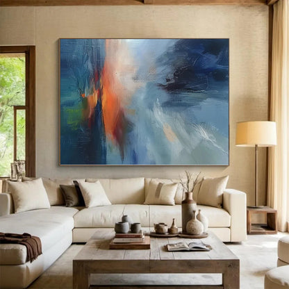 Immense Abstract Wave Painting - Hand-Painted Resin for Surf Resort Lounges