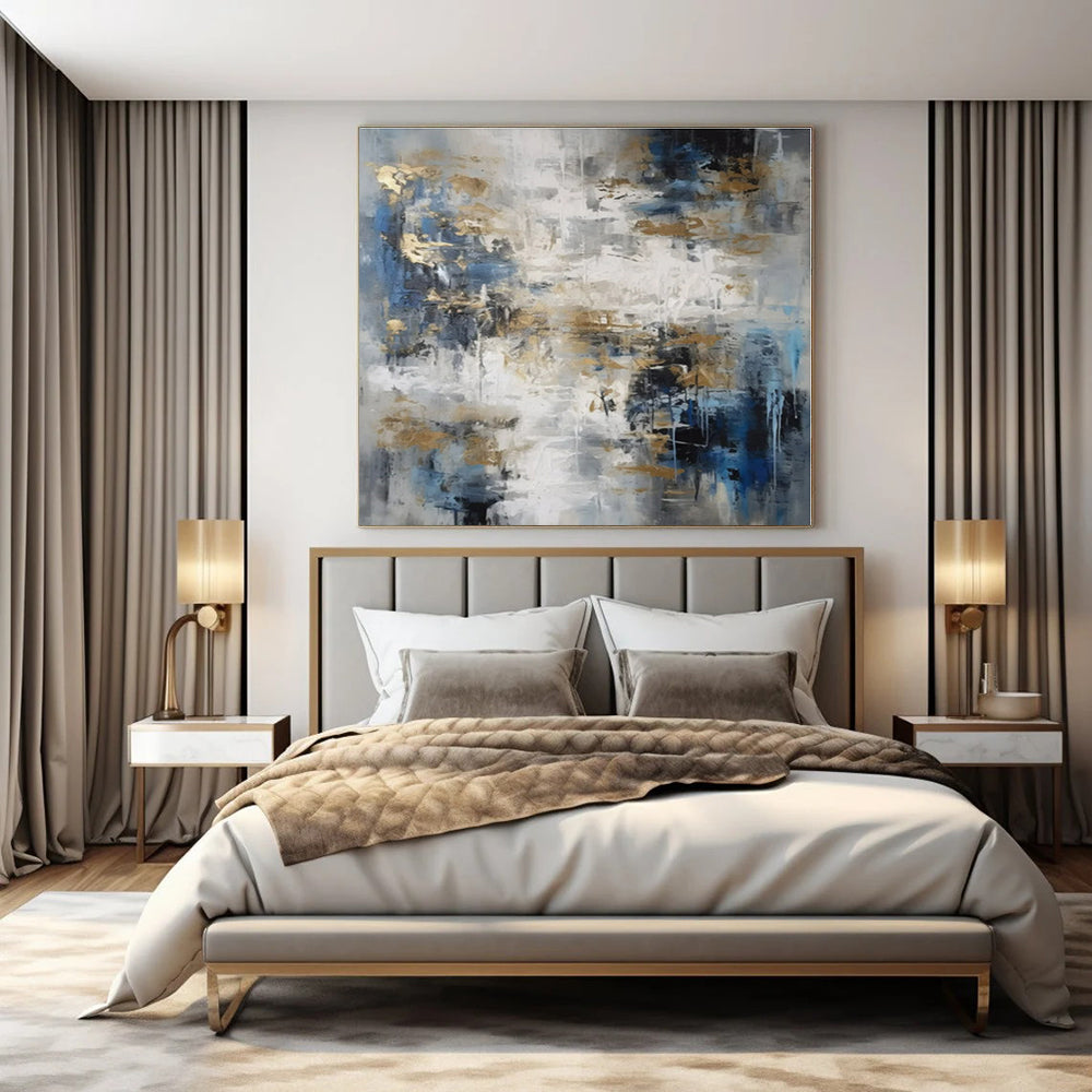 Large Custom Hand-Painted Abstract Canvas for Office Hallways