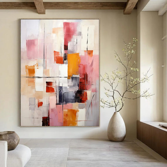 Giant Abstract Painting for Dorm Room Interiors - Hand-Painted Acrylic on Canvas
