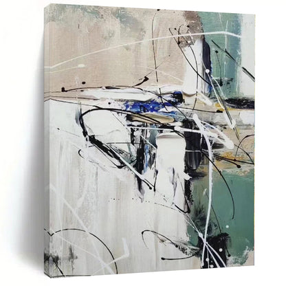 Monumental Abstract Painting for Powder Room Interiors - Custom Resin on Linen