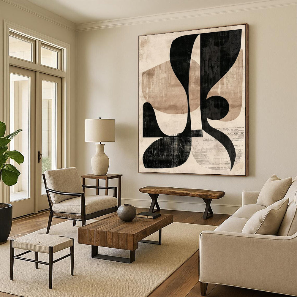 Gigantic Custom Abstract Canvas for Attic Living Space Feature Wall