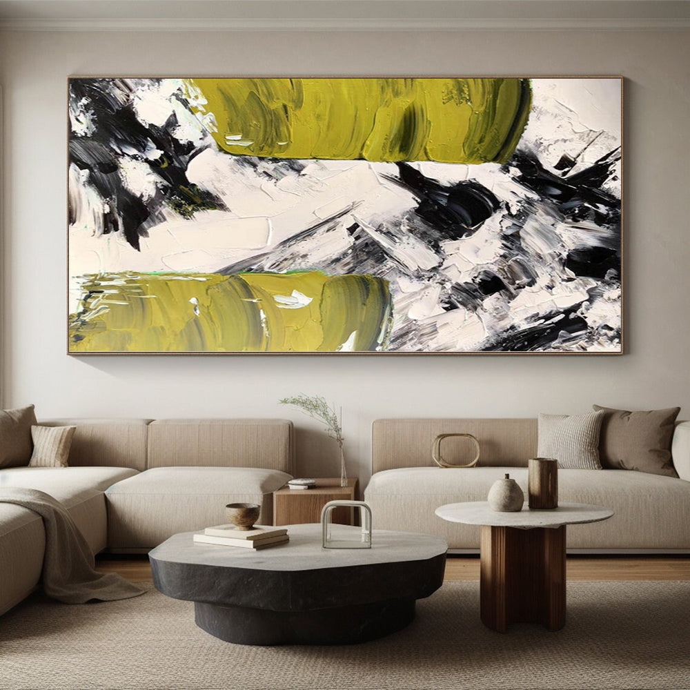 Immense Hand-Painted Abstract Canvas for Dining Room Window Seat Alcoves