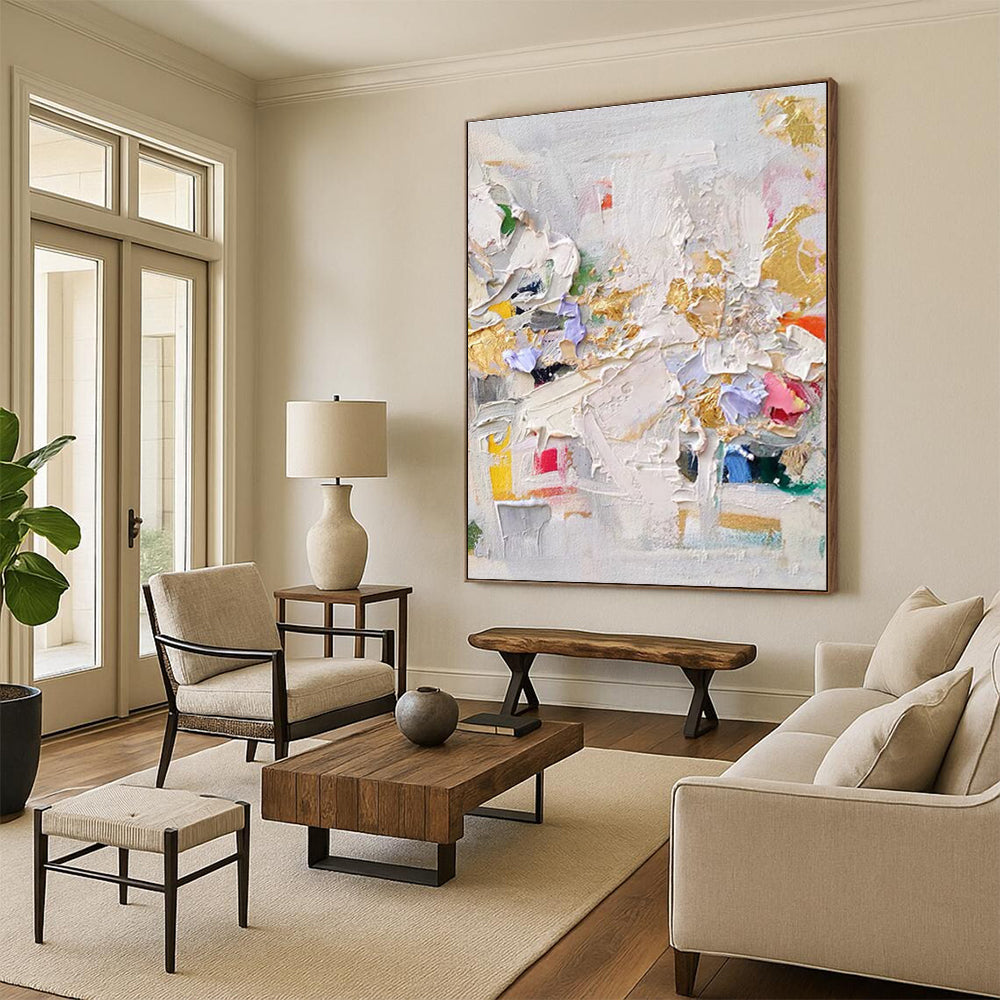 Oversized Modern Abstract Canvas for Contemporary Living Room Media Wall