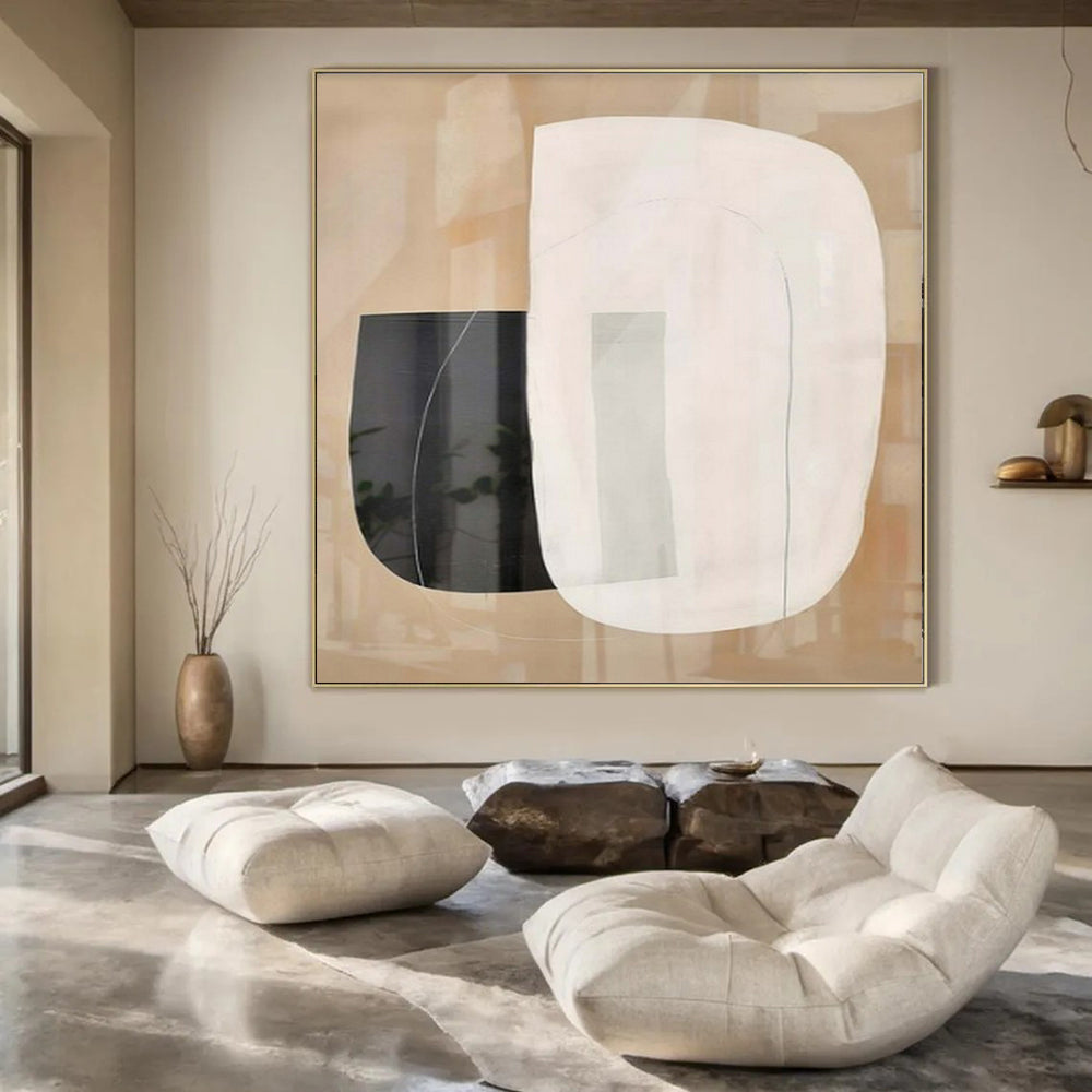 Oversized Hand-Painted Modern Abstract Mural for Family Home Teen Hangouts