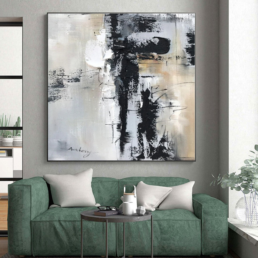 Large-Scale Custom Hand-Painted Abstract Canvas for Nursery Crib Feature Wall