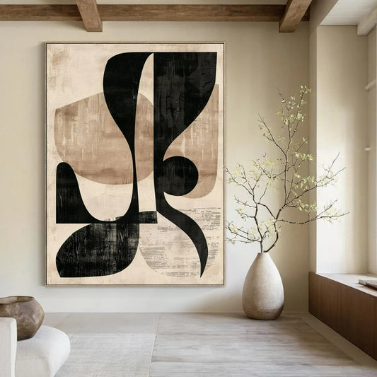 Oversized Custom Hand-Painted Abstract Mural for Office & Hotel Conference Rooms