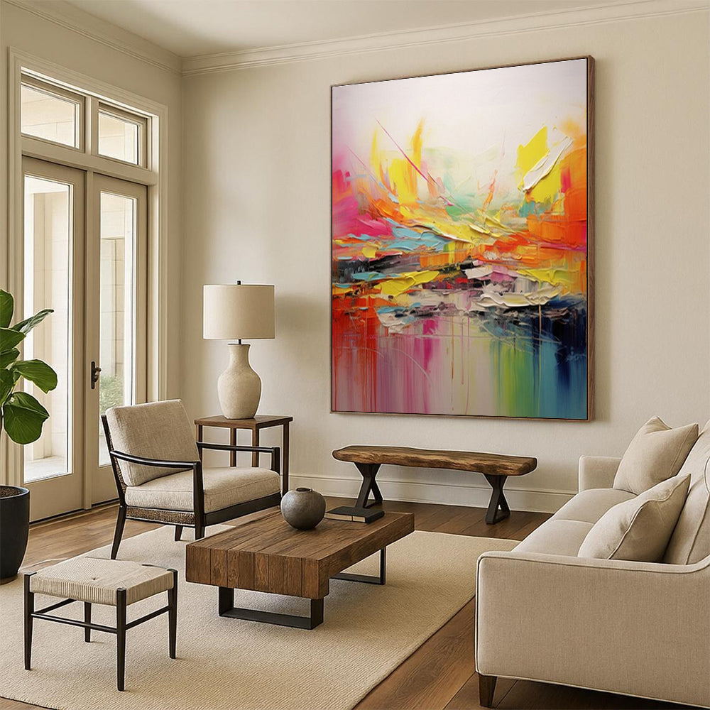 Large-Scale Abstract Art for Dining Room Wall Opposite Window