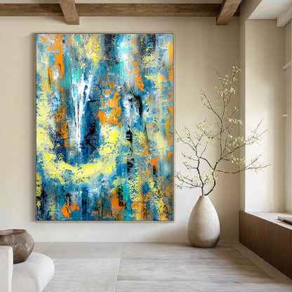 Giant Hand-Painted Contemporary Abstract Art for Bedroom Yoga and Meditation Spaces