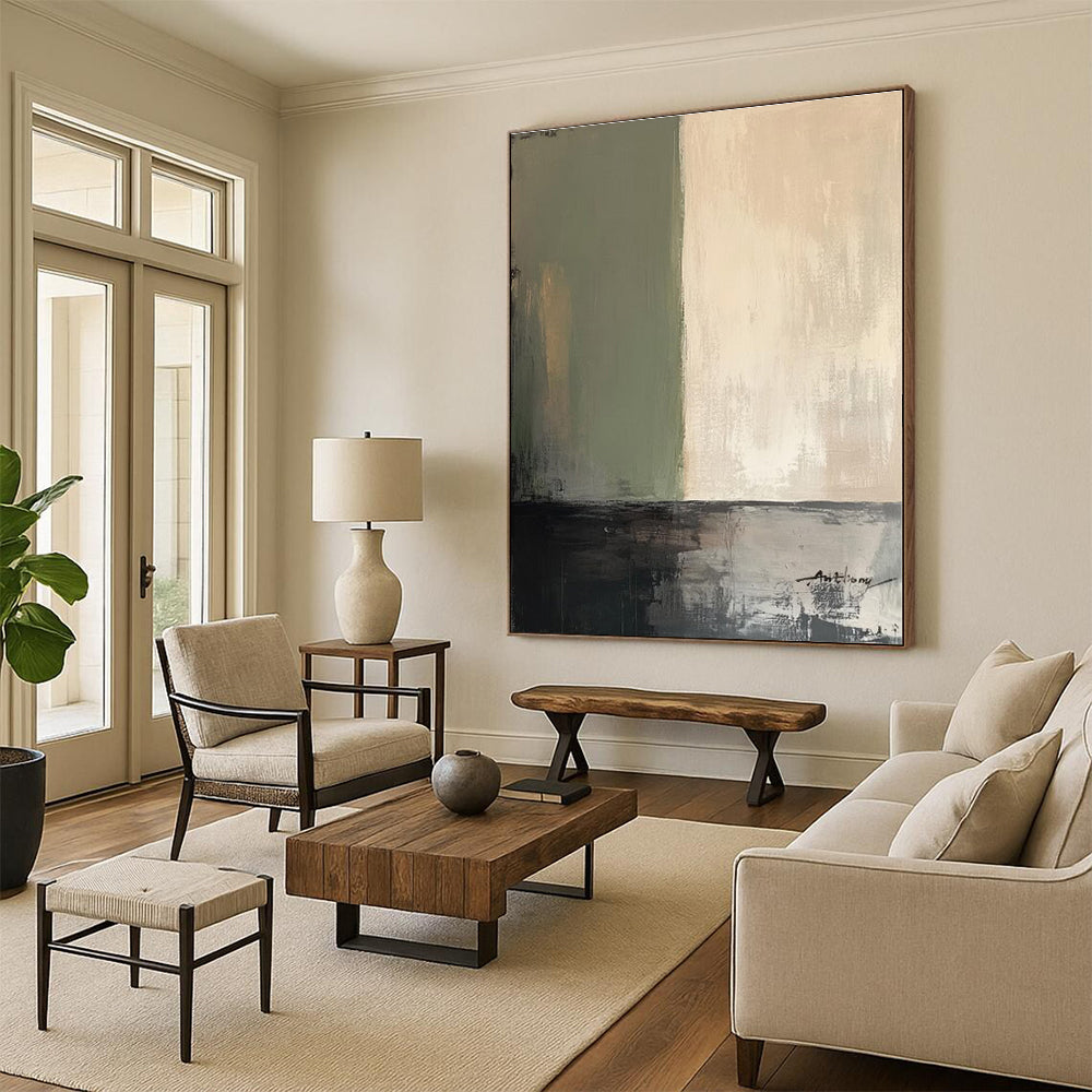 Made-to-Order Giant Hand-Painted Abstract Wall Art for Entryway Feature Wall