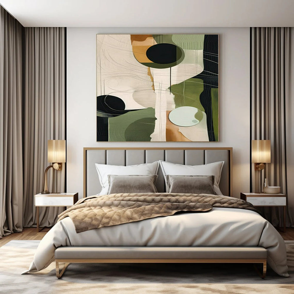 Large-Scale Hand-Painted Contemporary Abstract Mural for Office Hallways