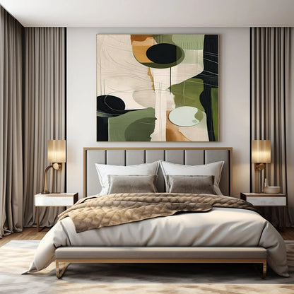 Large-Scale Hand-Painted Contemporary Abstract Mural for Office Hallways