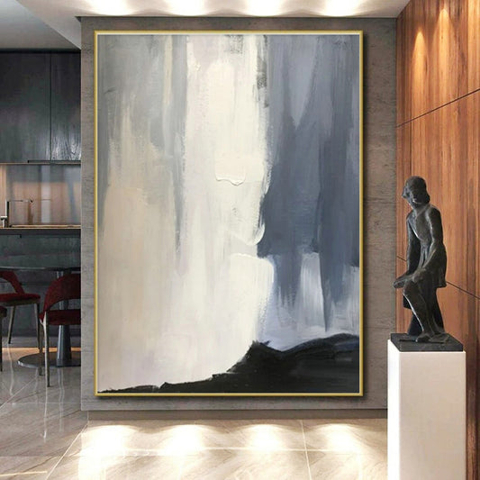 Oversized Bespoke Hand-Painted Abstract Canvas for Bathroom Shower Alcove Wall LargeART0614