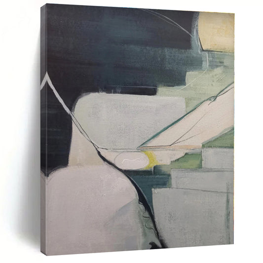 Gigantic Abstract Landscape Hand-Painted Painting for Home Library Knowledge Wall