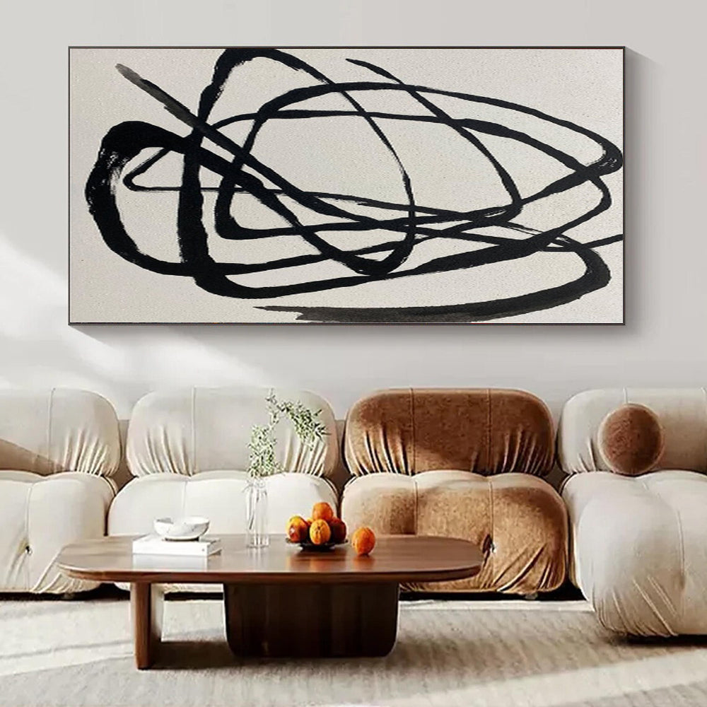 Colossal Hand-Painted Contemporary Abstract Canvas for Living Room Media Walls