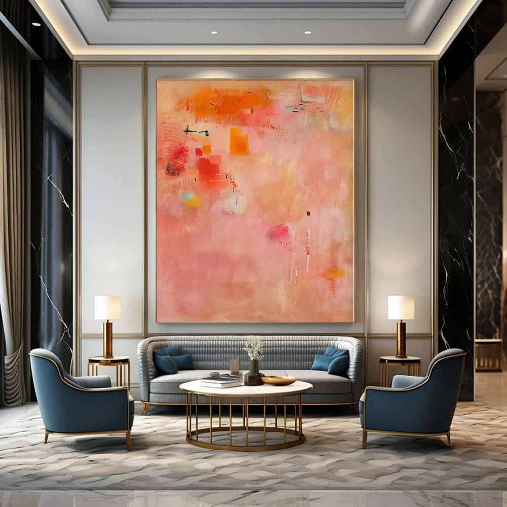 Custom Hand-Painted Abstract Mural for Living Room and Hotel Outdoor Terraces