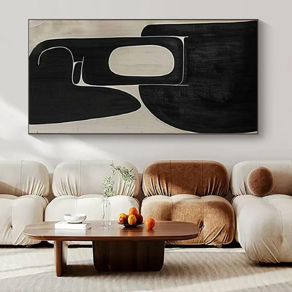 Oversized Hand-Painted Modern Abstract Painting for Family Home Meditation Nooks
