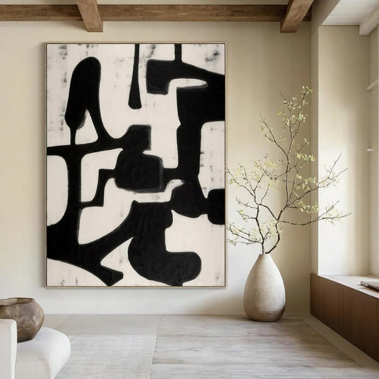 Large Hand-Painted Contemporary Abstract Wall Art for Family Home Reading Corners