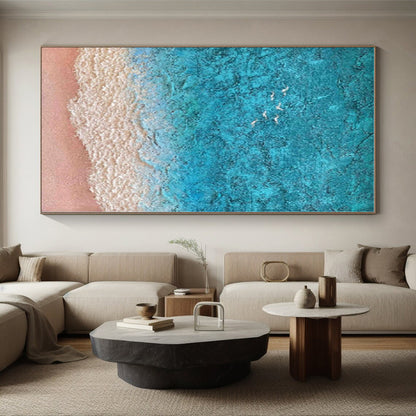 Extra-Huge Abstract Digital-Inspired Hand-Painted Painting for Home Music Studio Wall