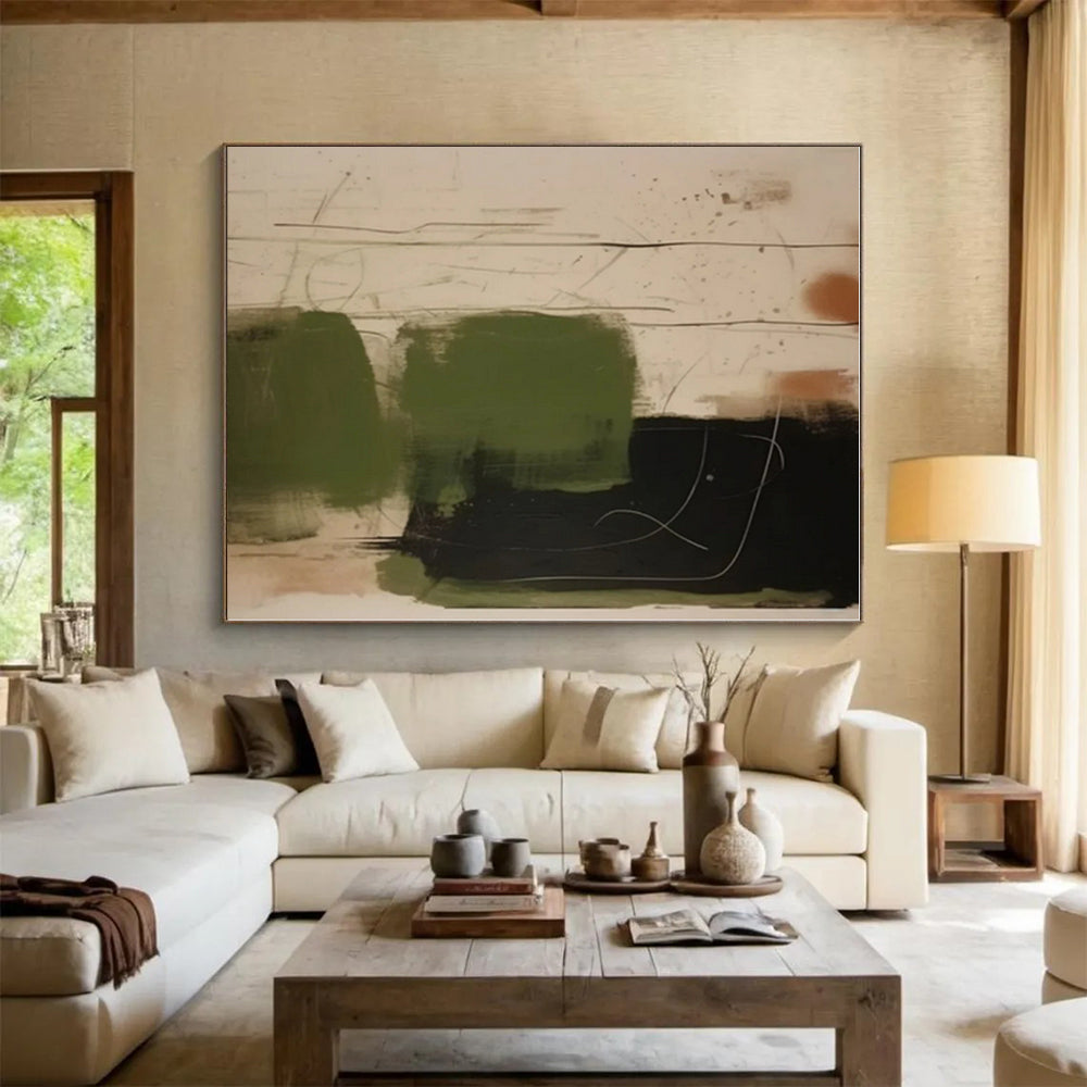 Extra-Huge Hand-Brushed Abstract Painting for Home Music Studio Inspiration Wall