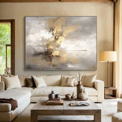 Custom Large-Scale Surreal Hand-Painted Abstract Canvas for Family Gathering Area