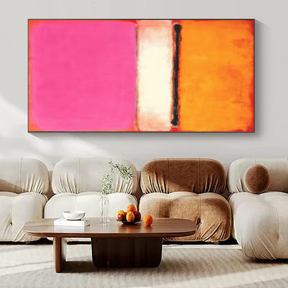 Giant Hand-Painted Contemporary Abstract Painting for Dining Room Behind Dining Hutches